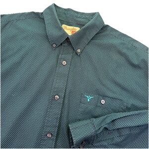 Wrangler 20X Shirt Mens XXL Teal Black Button Down Western Cowboy Casual